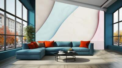 Empty light futuristic wall in pastel soft tones with smooth curves and shapes and floor. Convexity, volume. Wall mural