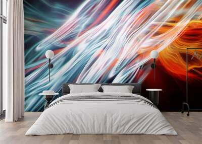 motion futuristic design speed transparent digital power beam magic curve wave shine movement technology graphic illustration flow fast blur spark swirl night modern color art stripe lens red space Wall mural