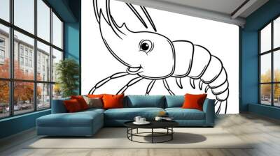 illustration of cartoon shrimp Wall mural