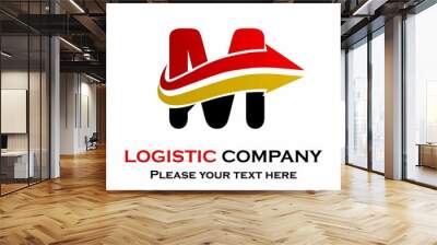 Letter m with arrow. suitable for transporation, logistic, delivery, agency Wall mural