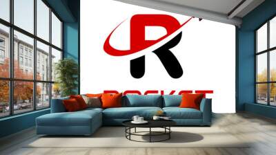 Letter r with rocket logo vector design illustration. Suitable for app icon, technology, education, corporate identity. Wall mural