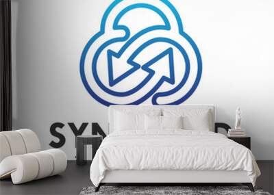 Synchronize cloud vector logo template. This design use cloud symbol. Suitable for internet. Wall mural