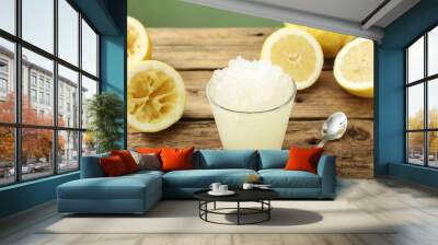 granita di limone su tavolo di legno rustico Wall mural