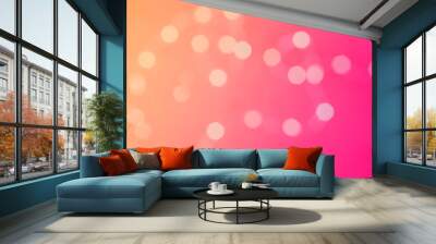 Abstract blurred of orange and pink glittering shine bulbs lights background: blur of Christmas wallpaper decorations concept Wall mural