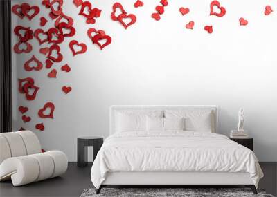 Background with small red hearts. Wall mural