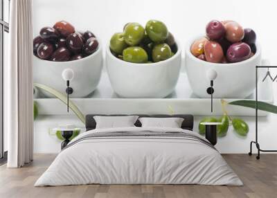 bowls with different olives Wall mural