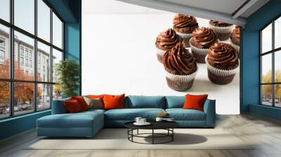 Chocolate cacao cupcakes holidays and happy birthday day concept Wall mural