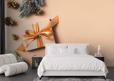 Christmas and happy new year flat lay Wall mural