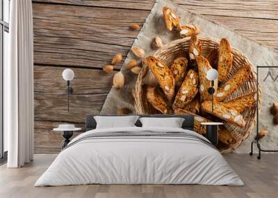 italian cantuccini cookies, top view Wall mural