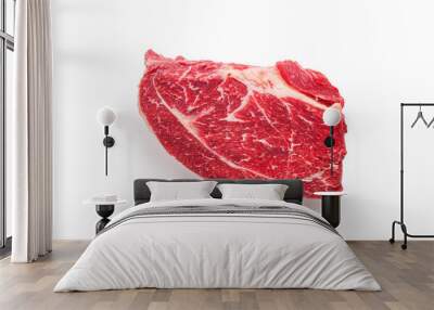 A prepared piece of raw beef meat on an isolated white background. Wall mural