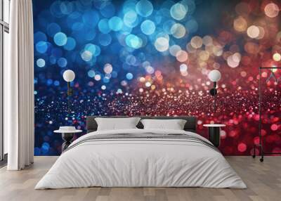 Abstract patriotic red white and blue glitter sparkle background for voting, memorial, labor day and election Wall mural