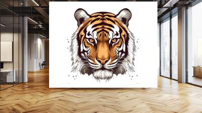 Tiger face on a white background isolated portrait  Wall mural