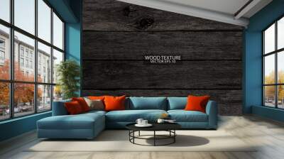 Aged brown hardwood boards. Old weathered wood texture background, EPS 10 vector.  Wall mural