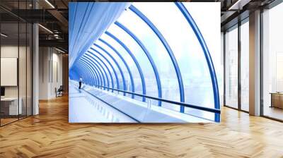 blue glass corridor Wall mural