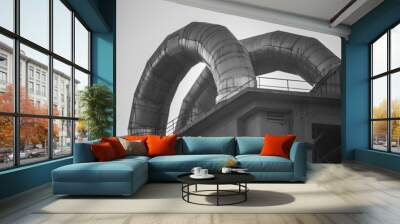 black and white photo of cement plant Wall mural