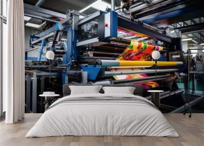 Close-up of Modern manufacturing equipment working on the print typography factory Wall mural