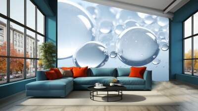 Close-up of white transparent drops liquid bubbles banner Wall mural