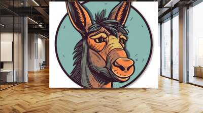 Cartoon style donkey sticker, badge design Wall mural