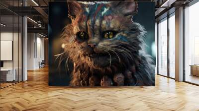 Fantasy portrait of a red cat with big eyes created with Generative AI technology. Wall mural