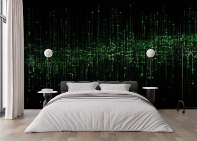 Green digital binary data on computer screen background. Matrix style Wall mural