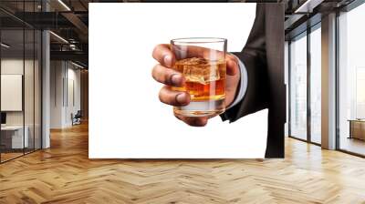 hand holding glass of whiskey isolated on transparent background Wall mural