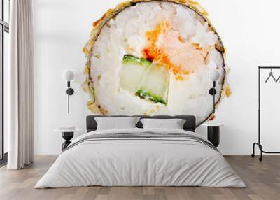 traditional fresh japanese sushi rolls on a white background Wall mural