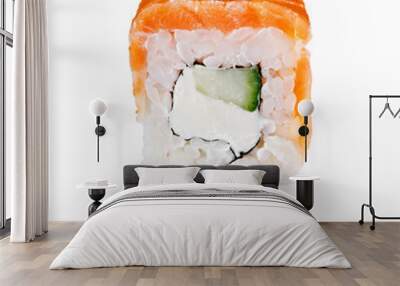 traditional fresh japanese sushi rolls on a white background Wall mural