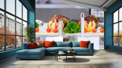 Buffet with meat and vegetables 1 Wall mural