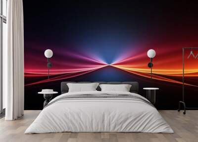 Mastery of light, left and right symmetry of two gradient colors, dark magenta and orange, glow-in-the-dark effects, deep purple and light orange Wall mural