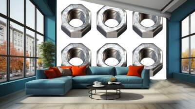 metal nuts isolated on transparent background Wall mural