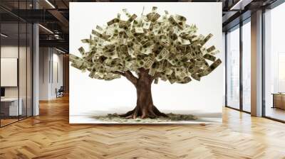 Money tree on white background. Wall mural