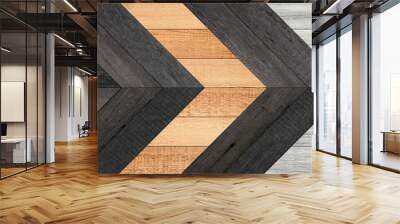 Old dark wooden wall made of barn boards. Wood texture background. Wall mural