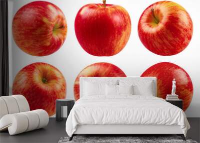 Apples isolated set. Collection of red apple on a transparent background, from different angles. Wall mural