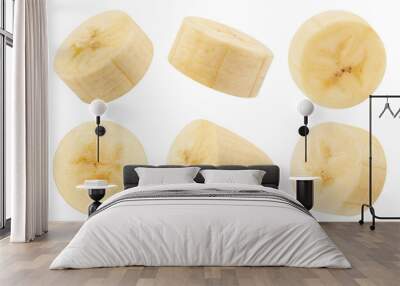 Banana isolated set. Collection of round slices of sliced banana on a transparent background. Wall mural