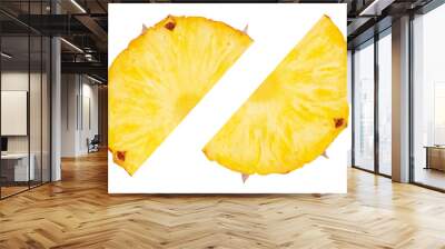 Pineapple isolated. Two ripe pineapple slices on a white background. Wall mural