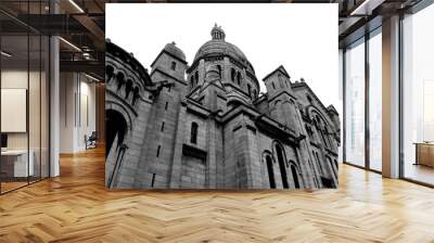 Roman catholic church. Basilica of the Sacre Coeur black and white photography. Paris, France.   Wall mural