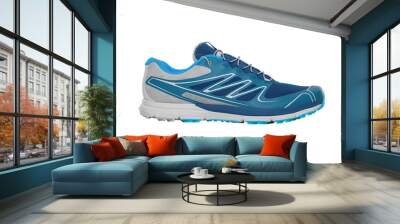 Blue sports shoes isolated on transparent background. Wall mural