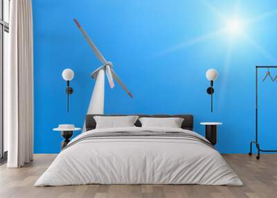 Power generation wind turbines against the blue sky with clouds. Wall mural