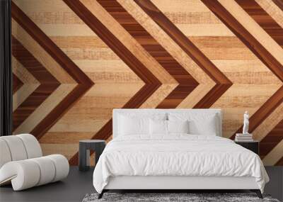 Seamless wooden background. Brown parquet floor texture with geometric pattern. Wall mural