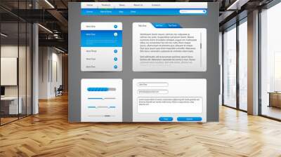 web ui controls elements gray and blue on dark background Wall mural