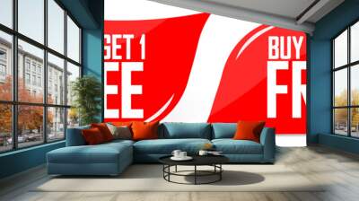 Buy 1 or 2 and Get 1 Free, sale banners design template, discount tags, vector illustration Wall mural