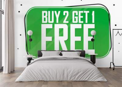 Buy 2 Get 1 Free, Sale banner design template, discount tag, vector illustration Wall mural