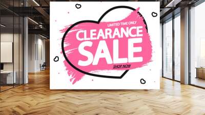 Clearance Sale, banner design template, discount tag, grunge brush, vector illustration Wall mural