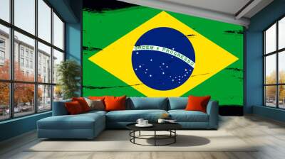 Flag of Brazil, banner with grunge brush Wall mural