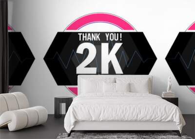 Set of Followers thank you banners design template, graphic icons for social media, vector illustration. Wall mural