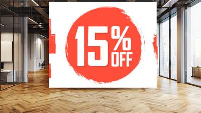 Set Sale 15% off banners, discount tags design template, promo app icons, vector illustration Wall mural