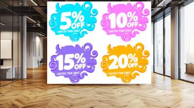 Set Sale bubble banners design template, discount tags, vector illustration Wall mural