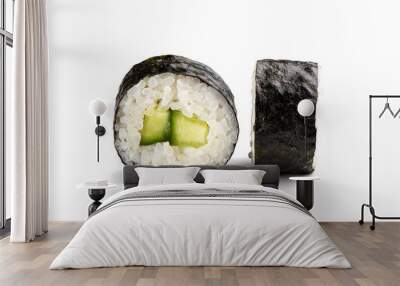 Traditional fresh japanese sushi rolls on a white isolated background. Wall mural