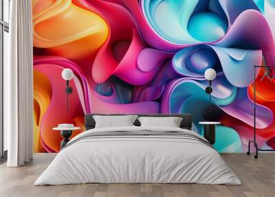 A colorful 3D abstraction with smooth, organic shapes and bright saturated colors Wall mural