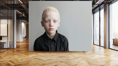 albino boy in black clothes  Wall mural